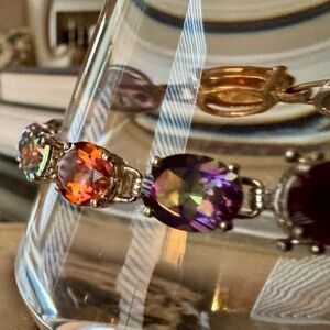 Vibrant Multicolor India Silver Gemstone Bracelet 8”